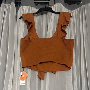 Cider Terracotta Ruffle Crop Top